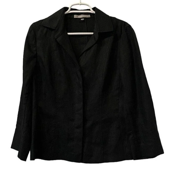 Ellen Tracy Women's Size 6 Black 100% Linen Lightweight Button Up Jacket - Picture 1 of 8